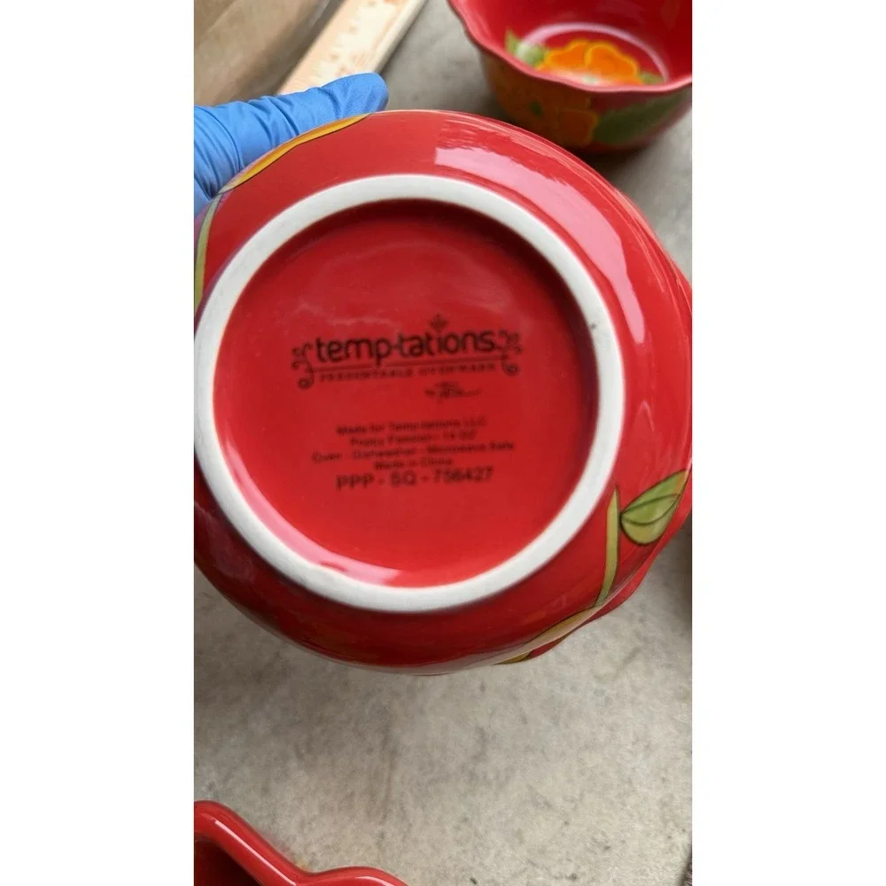Temptations‎ Set of 4 Ramekins Poppy Passion Red Ovenware Bowls